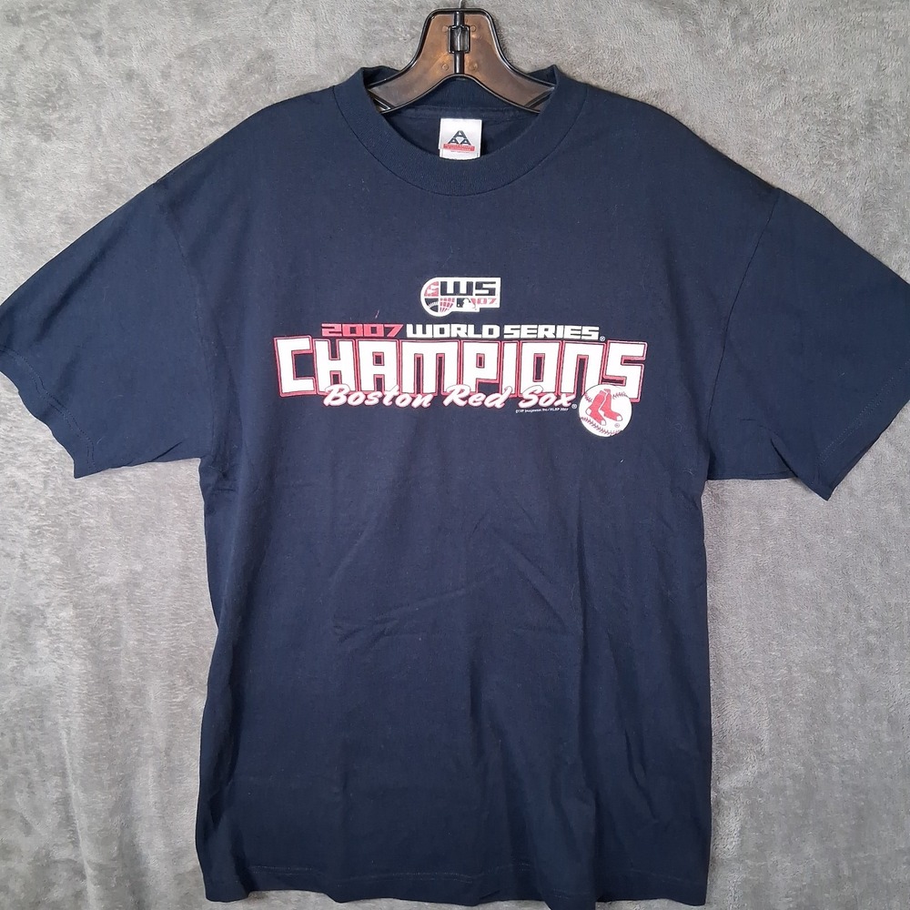 2007 Boston‎ Red Sox World Series Champions Shirt Men Size Large Navy Blue MLB